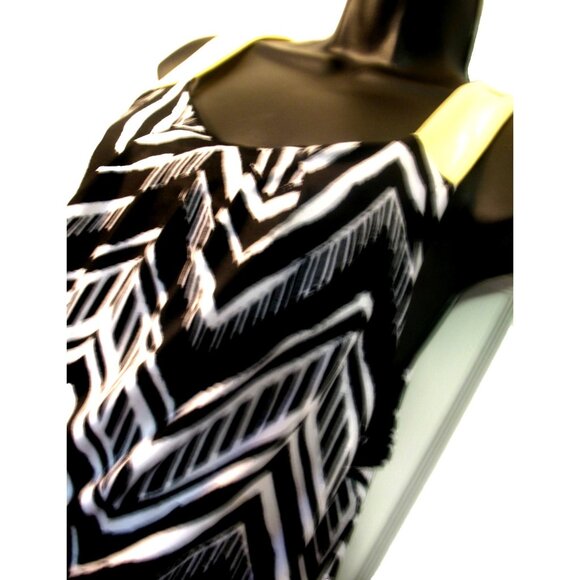 Notations Maxi Shift Retro Dress  Plus Size Large, Black/White/Yellow - Picture 3 of 15